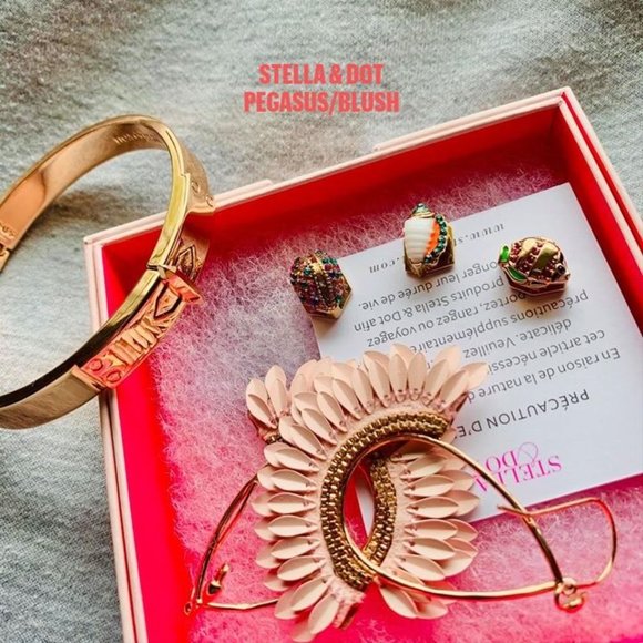 Stella & Dot | Rose Gold + Pale Pink Pegasus Statement Earrings RetiredE… - Picture 5 of 7